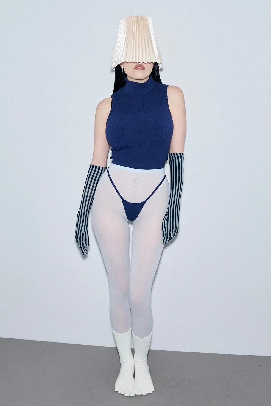 Mock Neck Tencel Rib Tank Navy sold by Fashion Brand Company product image thumbnail 3