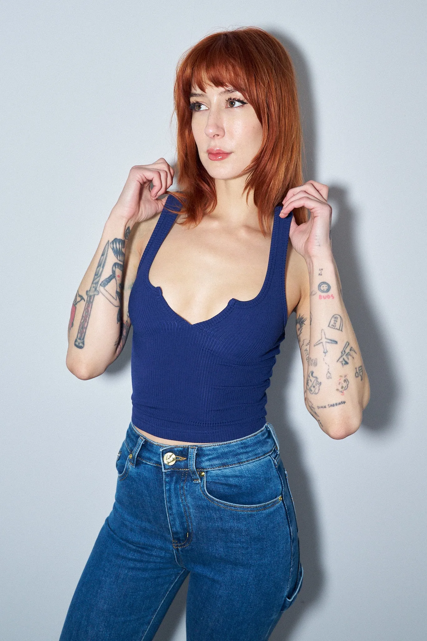 Split Racerback Tencel Rib Tank Navy sold by Fashion Brand Company product image thumbnail 4