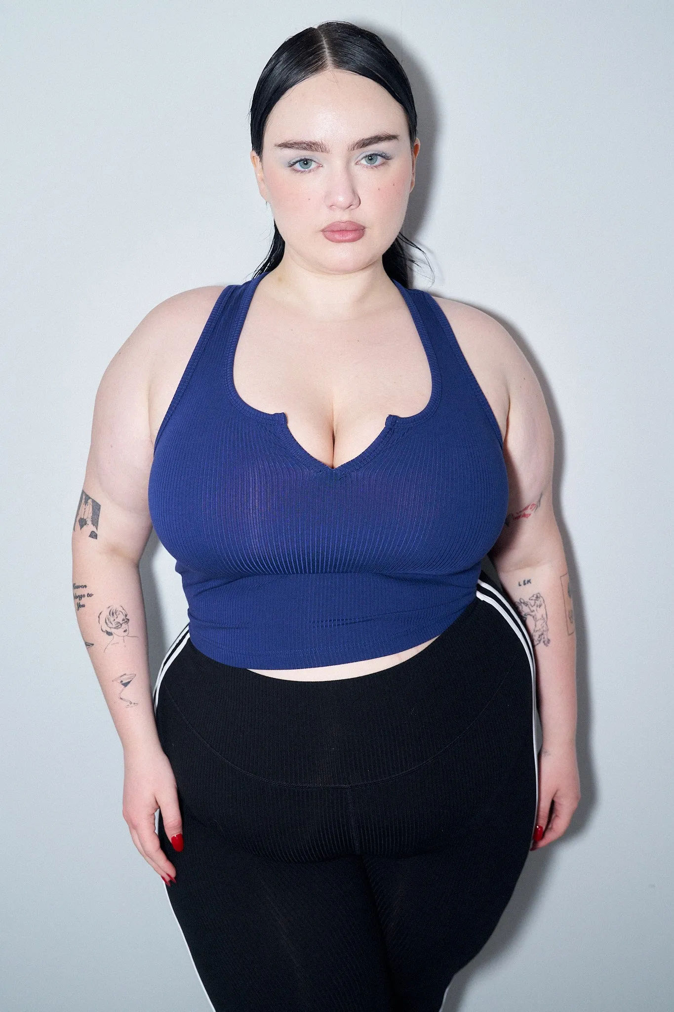 Split Racerback Tencel Rib Tank Navy sold by Fashion Brand Company