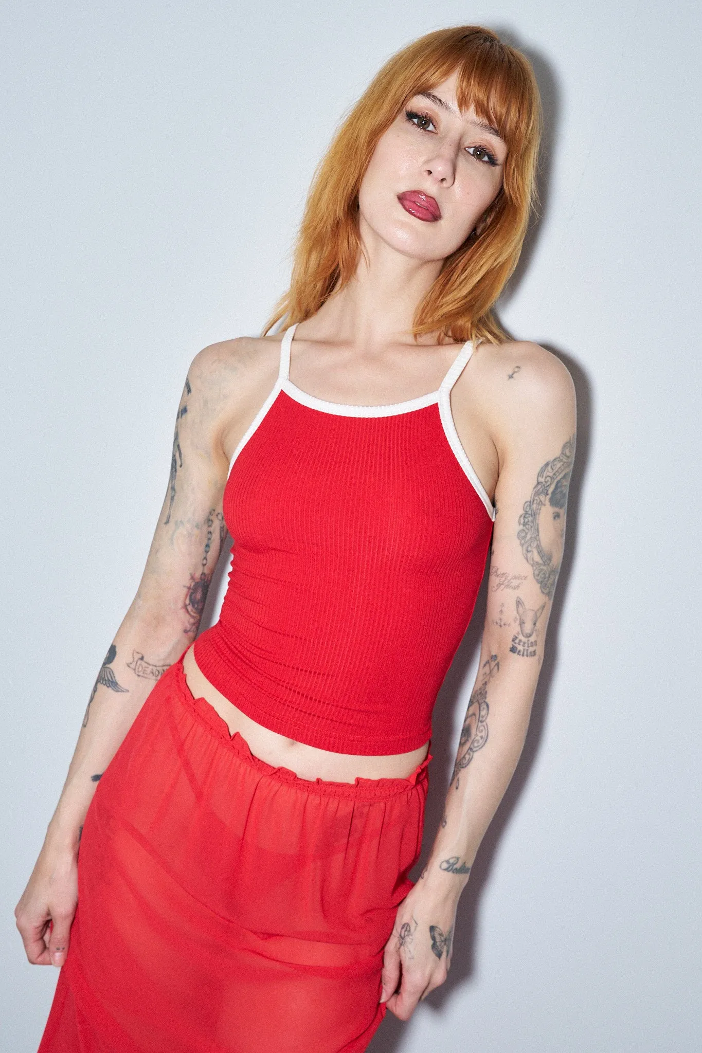 5 left - Camp Tank Tencel Rib Maraschino/White sold by Fashion Brand Company product image thumbnail 4