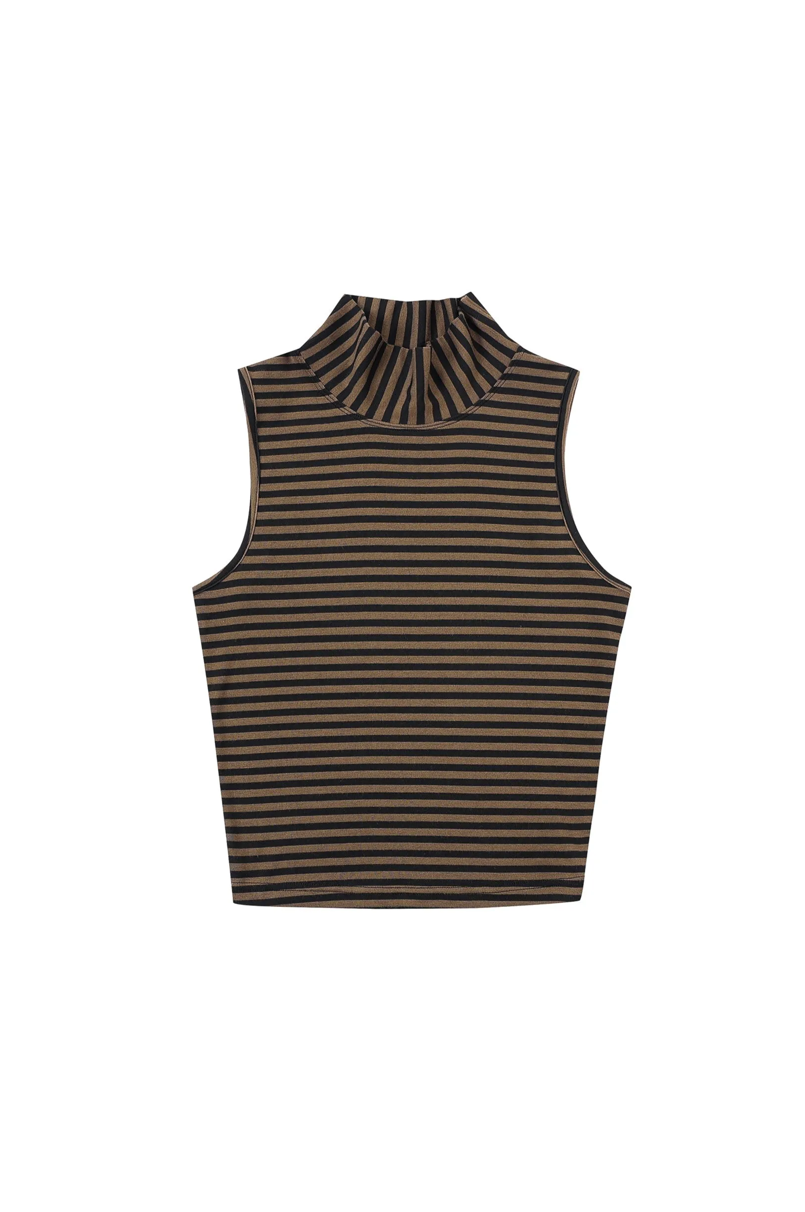 1 left - Mock Neck Tank Brown Stripe sold by Fashion Brand Company