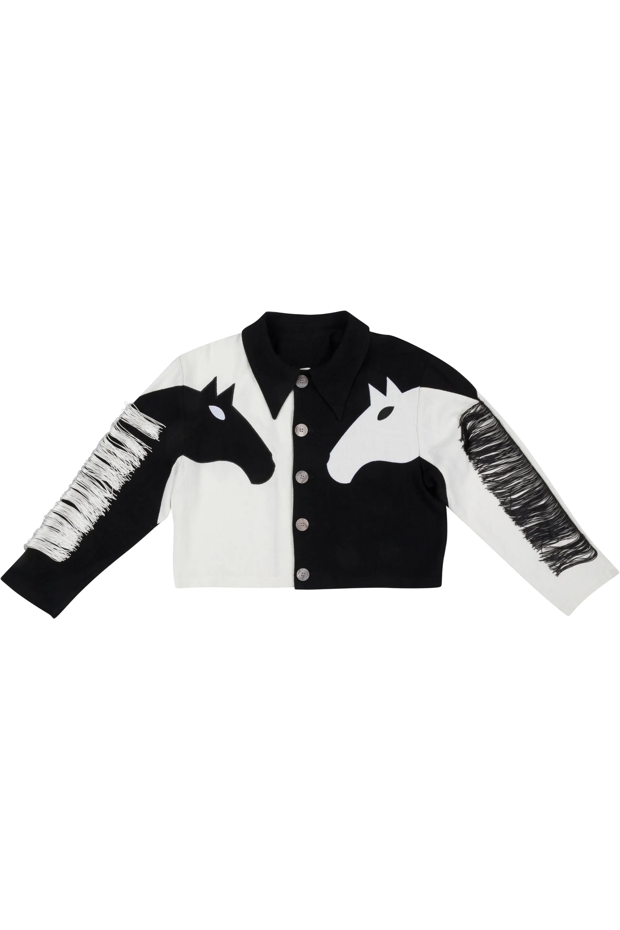 Dueling Horses Linen Crop Jacket Black/White sold by Fashion Brand Company