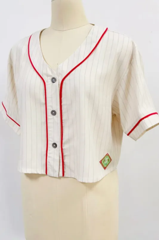 SAMPLE #212 - M  Baseball Crop Top made by Fashion Brand Company