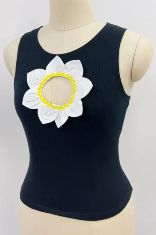 SAMPLE #209 - S Flower Cutout Tencel Tank made by Fashion Brand Company