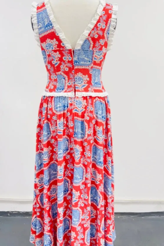 SAMPLE #208 - M Red Linen Sex Franch Print sold by Fashion Brand Company product image thumbnail 4