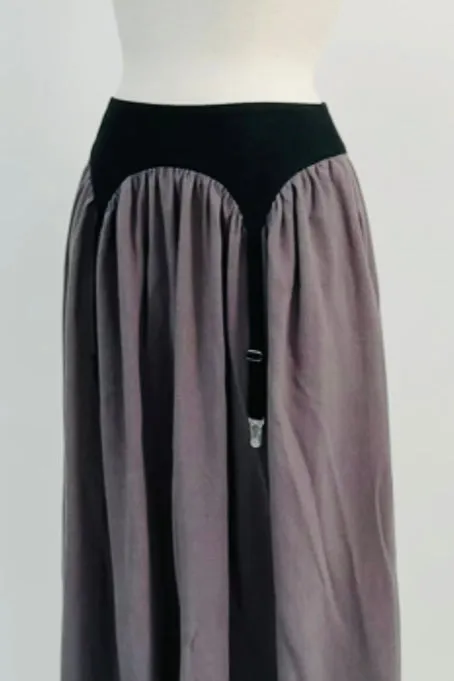 SAMPLE #196 - S Linen Gray Garter Maxi Skirt sold by Fashion Brand Company product image thumbnail 3