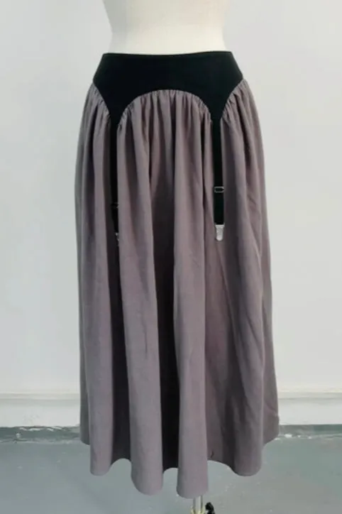 SAMPLE #196 - S Linen Gray Garter Maxi Skirt sold by Fashion Brand Company