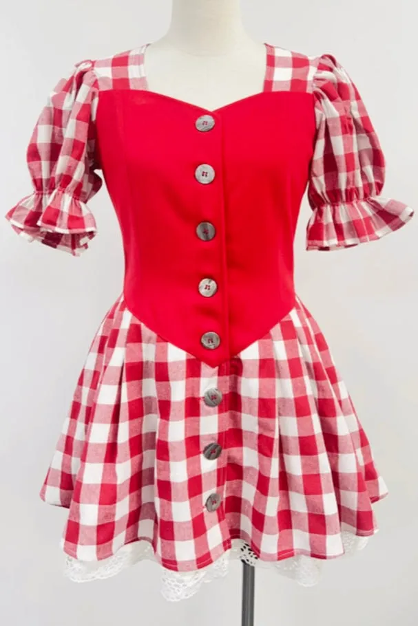 SAMPLE #195 - S Red Breadmaking Gingham Dress sold by Fashion Brand Company