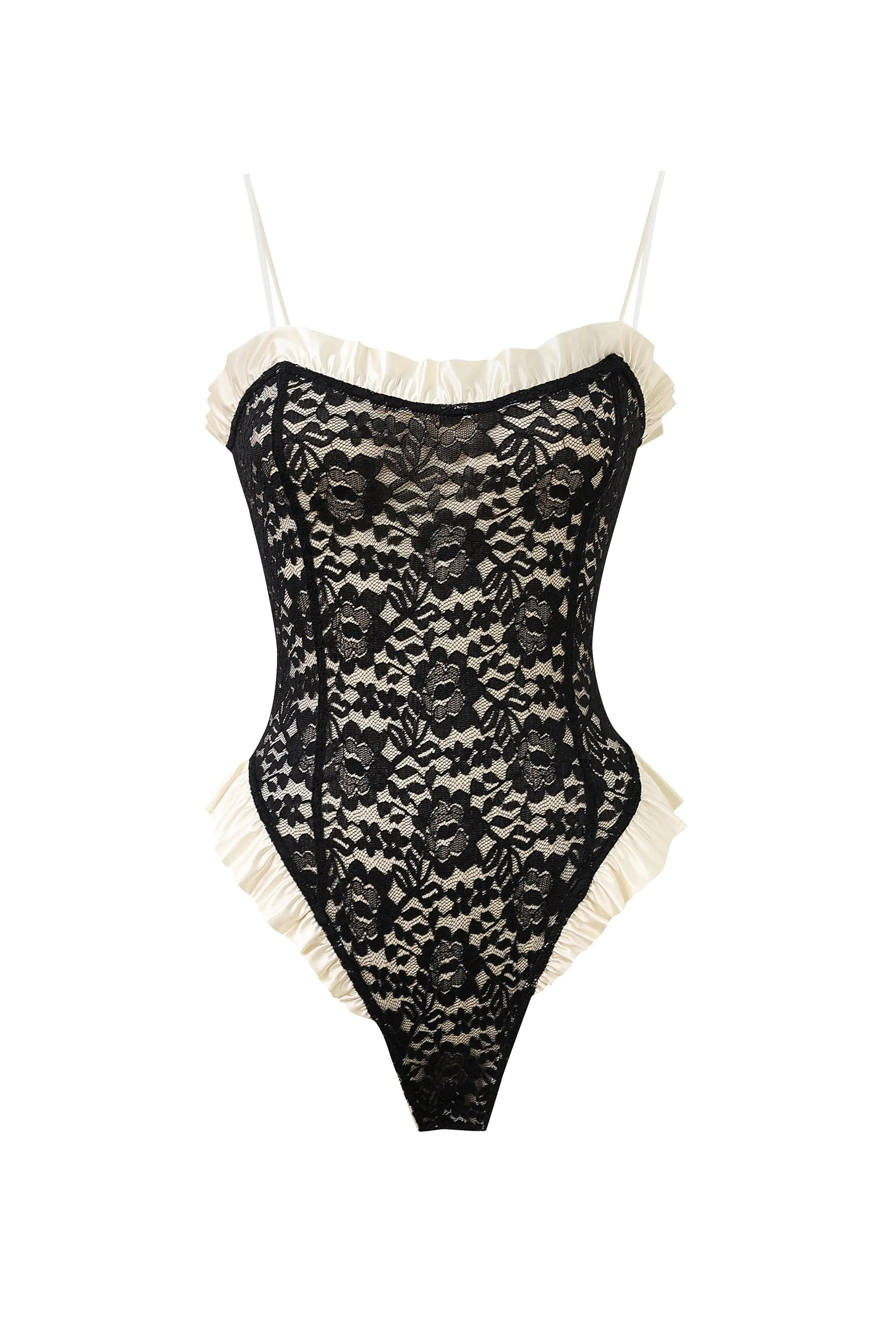 3 left - The Acrobat Black & White Lace Teddy sold by Fashion Brand Company product image thumbnail 3
