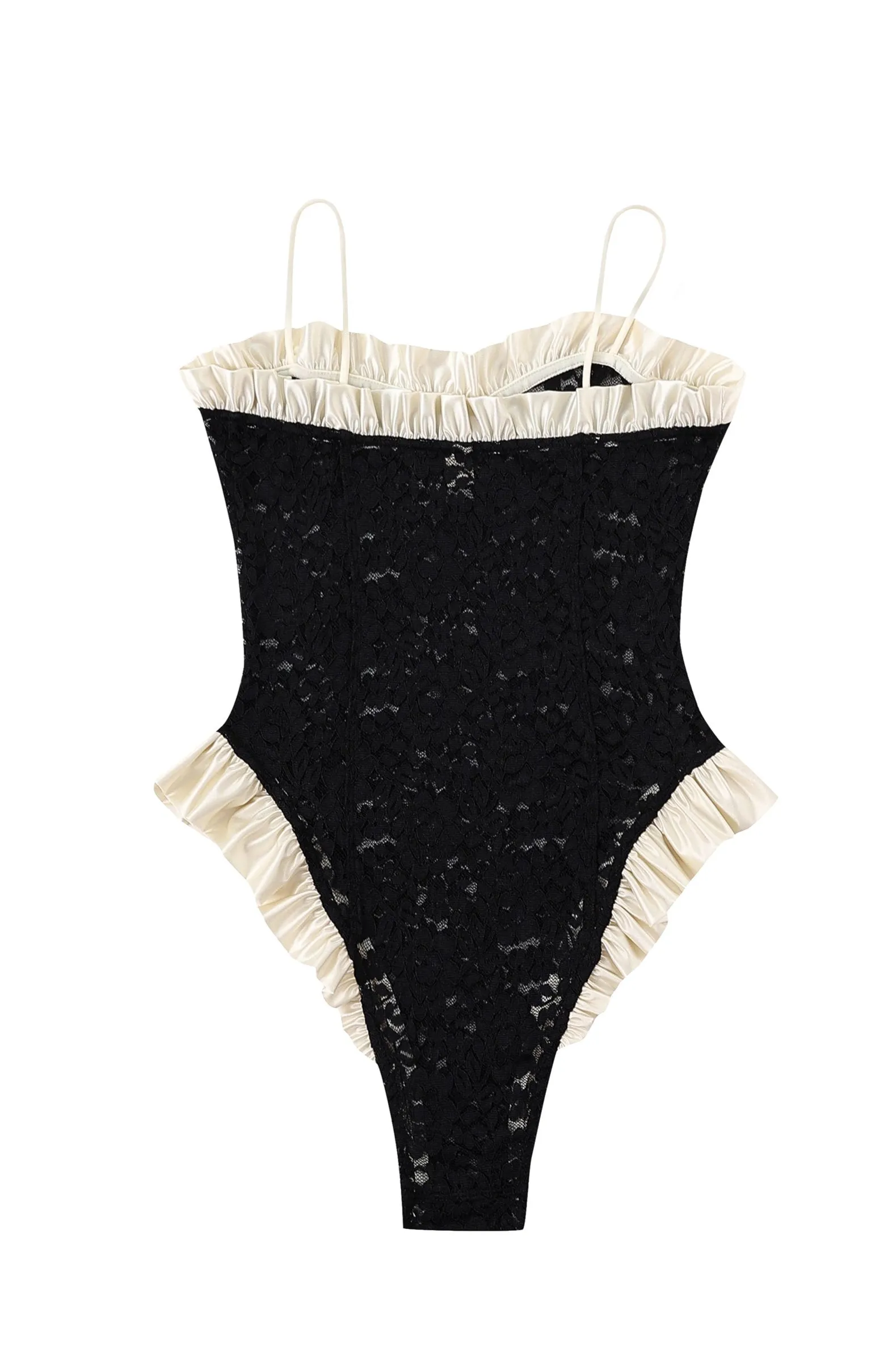 3 left - The Acrobat Black & White Lace Teddy sold by Fashion Brand Company product image thumbnail 2