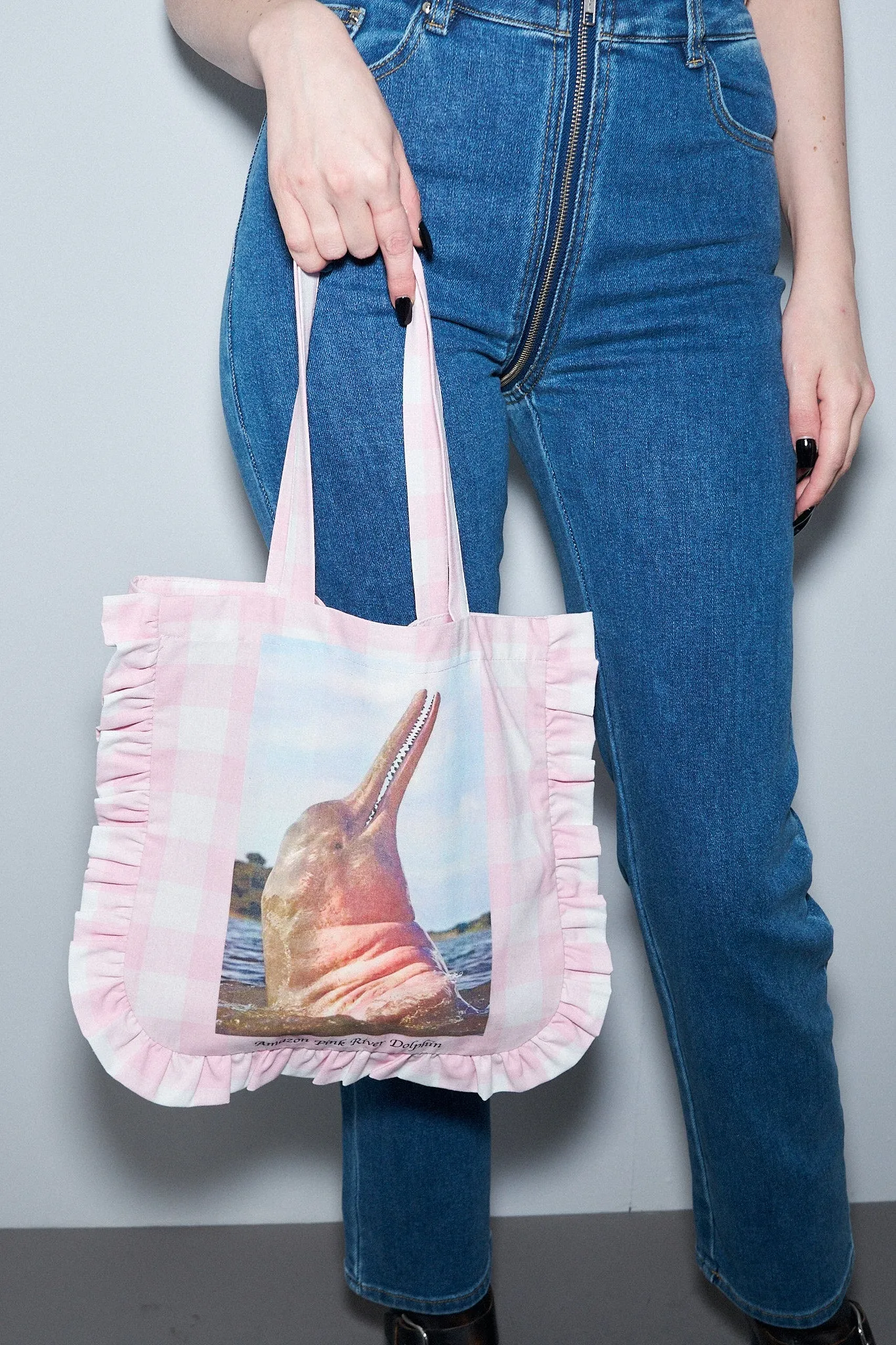 Gingham Amazon Pink River Dolphin Bag sold by Fashion Brand Company product image thumbnail 4