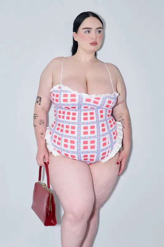The Acrobat Gingham Ribbon Swimsuit made by Fashion Brand Company