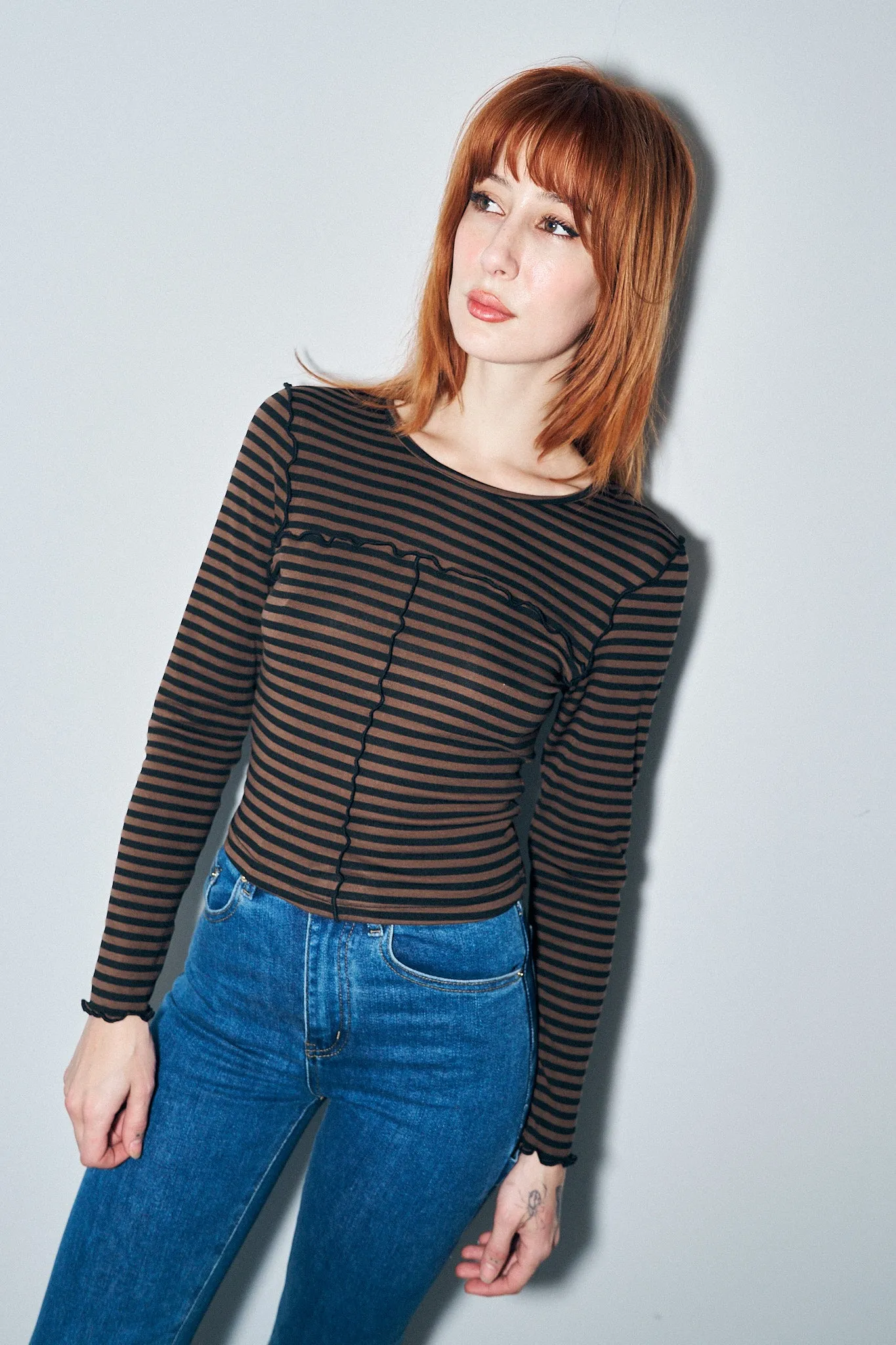 Long Sleeve Shirt Brown Stripe sold by Fashion Brand Company product image thumbnail 3