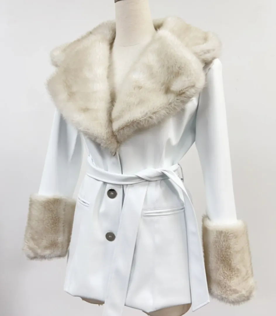 SAMPLE #201 - S White Plant Leather Penny Lane Coat sold by Fashion Brand Company product image thumbnail 2