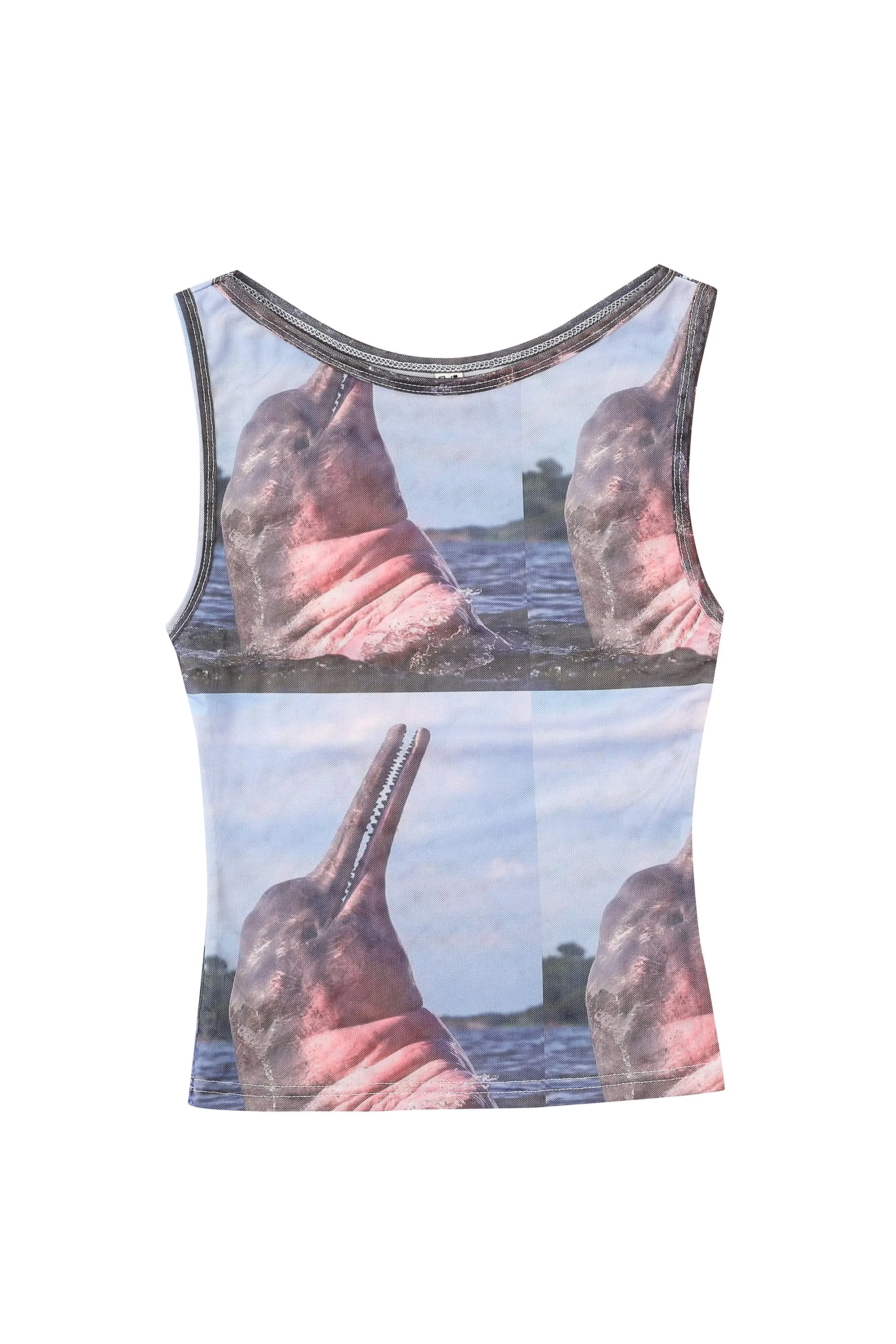 1 left - Boat Neck Mesh Shift Tank Pink Dolphin sold by Fashion Brand Company product image thumbnail 3