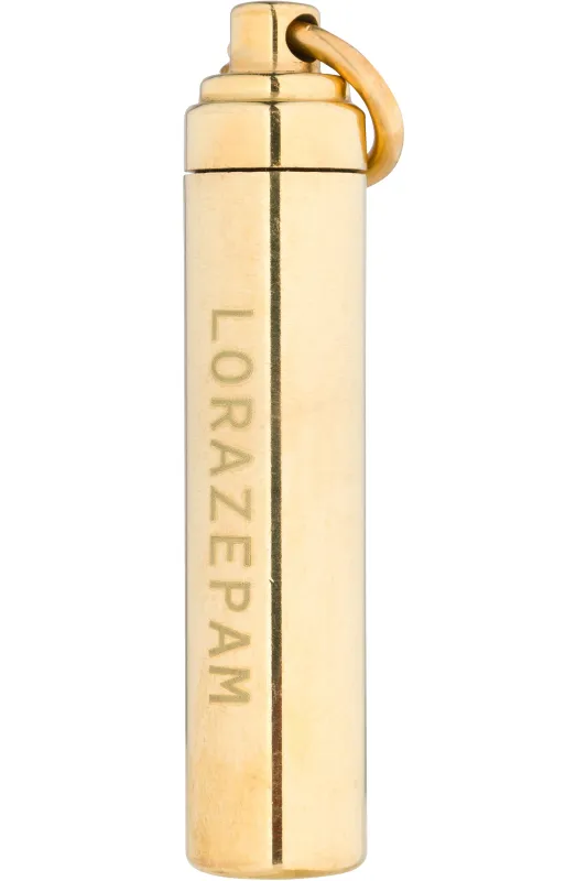 LORAZEPAM Brass Pill Holder Keychain sold by Fashion Brand Company