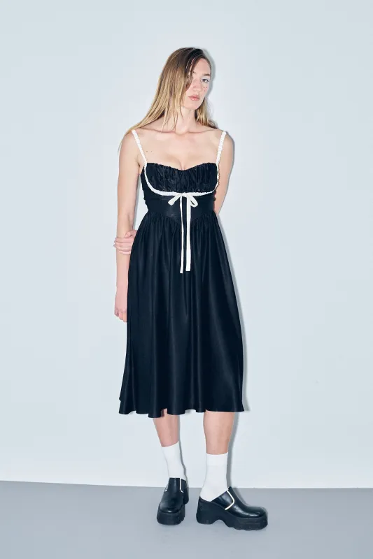Boob Shelf Satin Dress Black/White sold by Fashion Brand Company