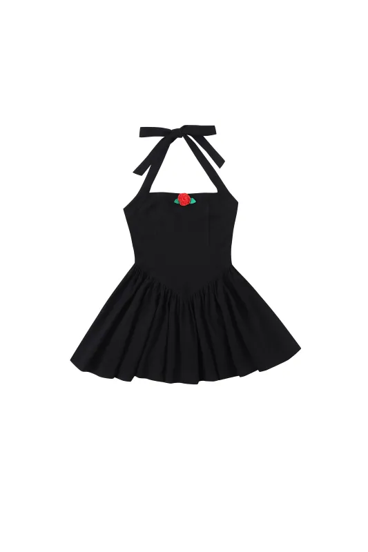 4 left - Thumbelina Mini Dress Soft Linen Black sold by Fashion Brand Company