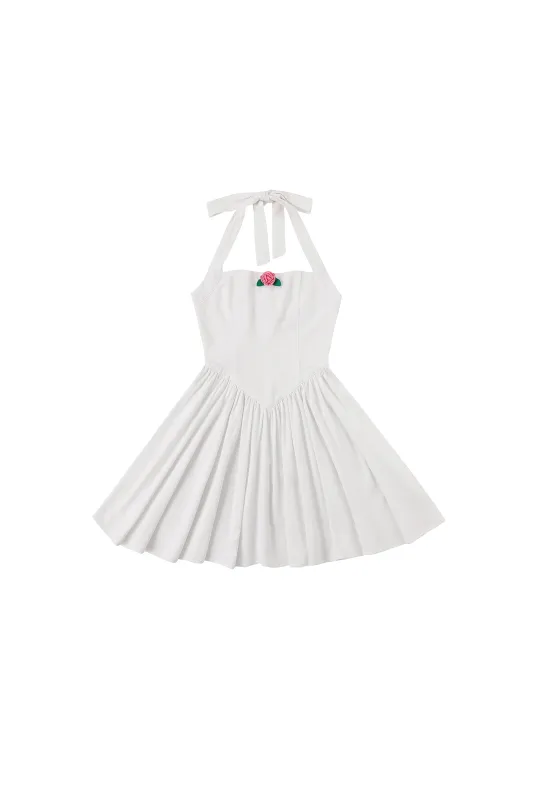 Thumbelina Mini Dress Soft Linen White made by Fashion Brand Company