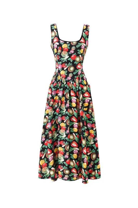 Tradwife Soft Linen Dress Vegetable Medley sold by Fashion Brand Company