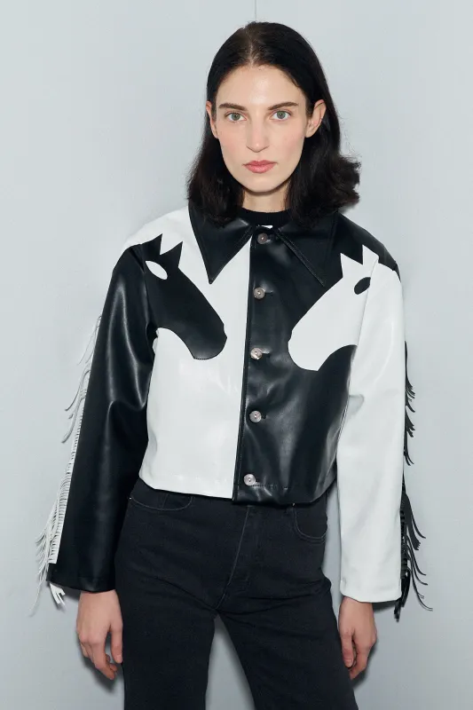Plant Leather Dueling Horses Fringe Jacket sold by Fashion Brand Company