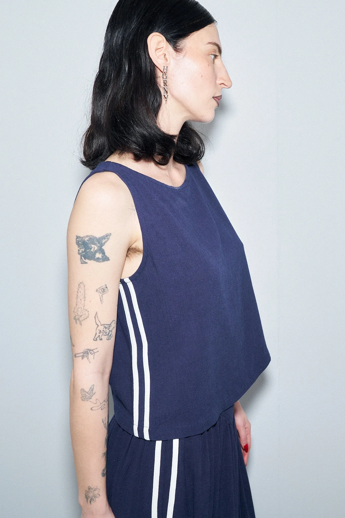 Shift Tank Soft Linen Sporty Spice Navy sold by Fashion Brand Company
