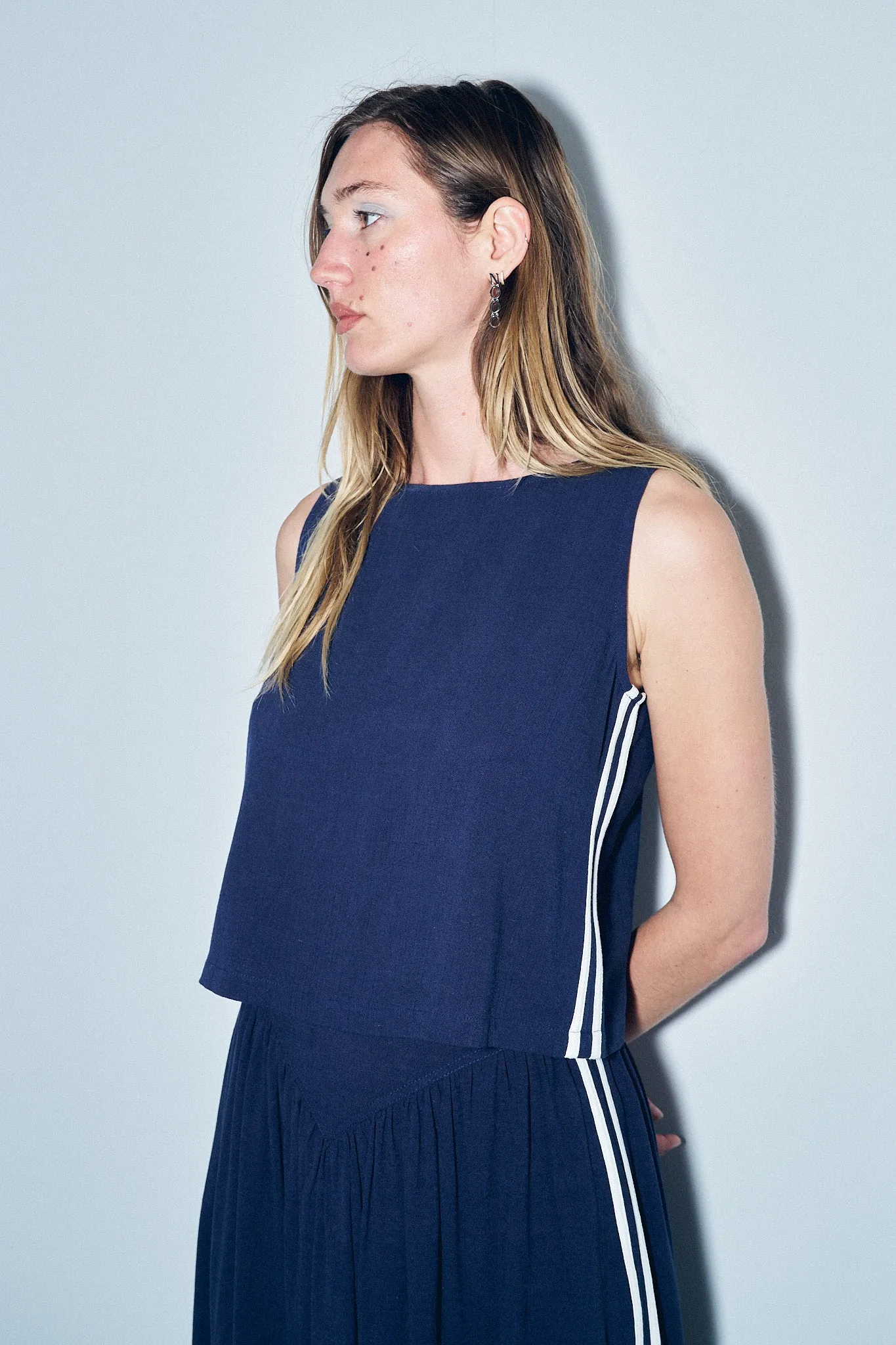 Shift Tank Soft Linen Sporty Spice Navy sold by Fashion Brand Company product image thumbnail 2
