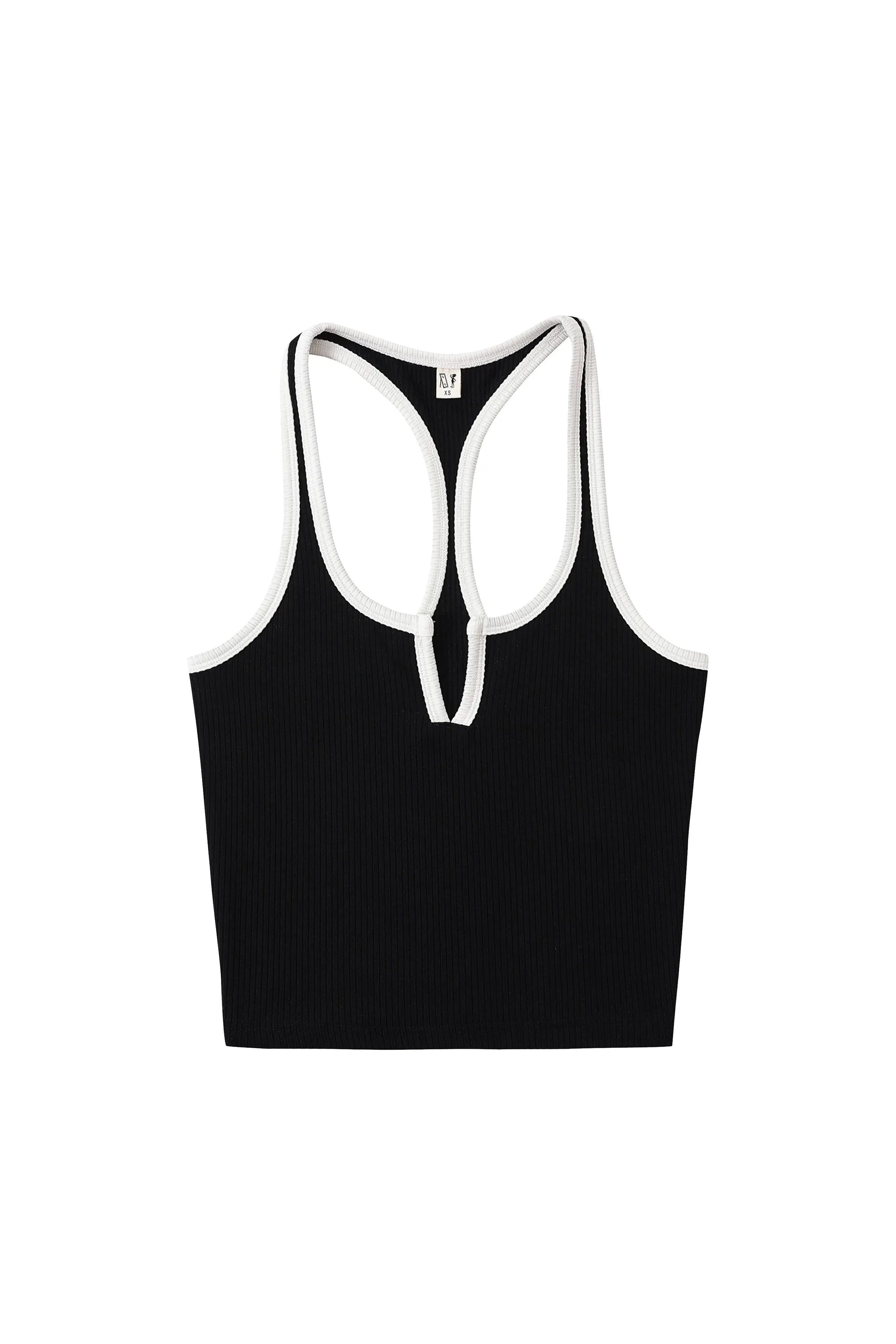 Split Racerback Tencel Rib Tank Black/White sold by Fashion Brand Company