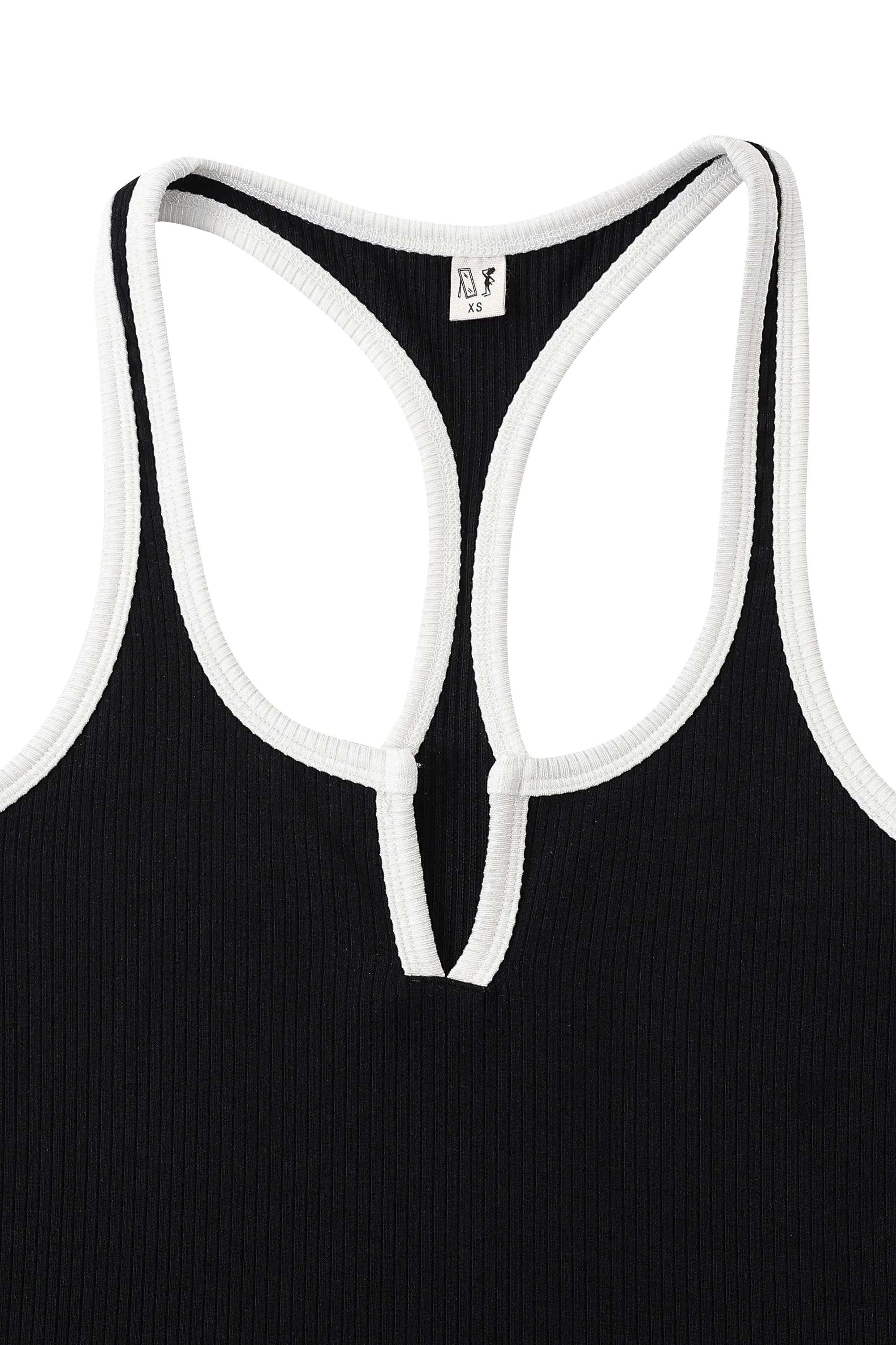 Split Racerback Tencel Rib Tank Black/White sold by Fashion Brand Company product image thumbnail 2