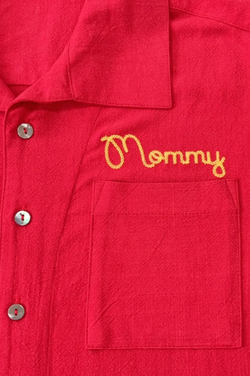 SAMPLE #199 - S Red Mommy Button Down sold by Fashion Brand Company product image thumbnail 2
