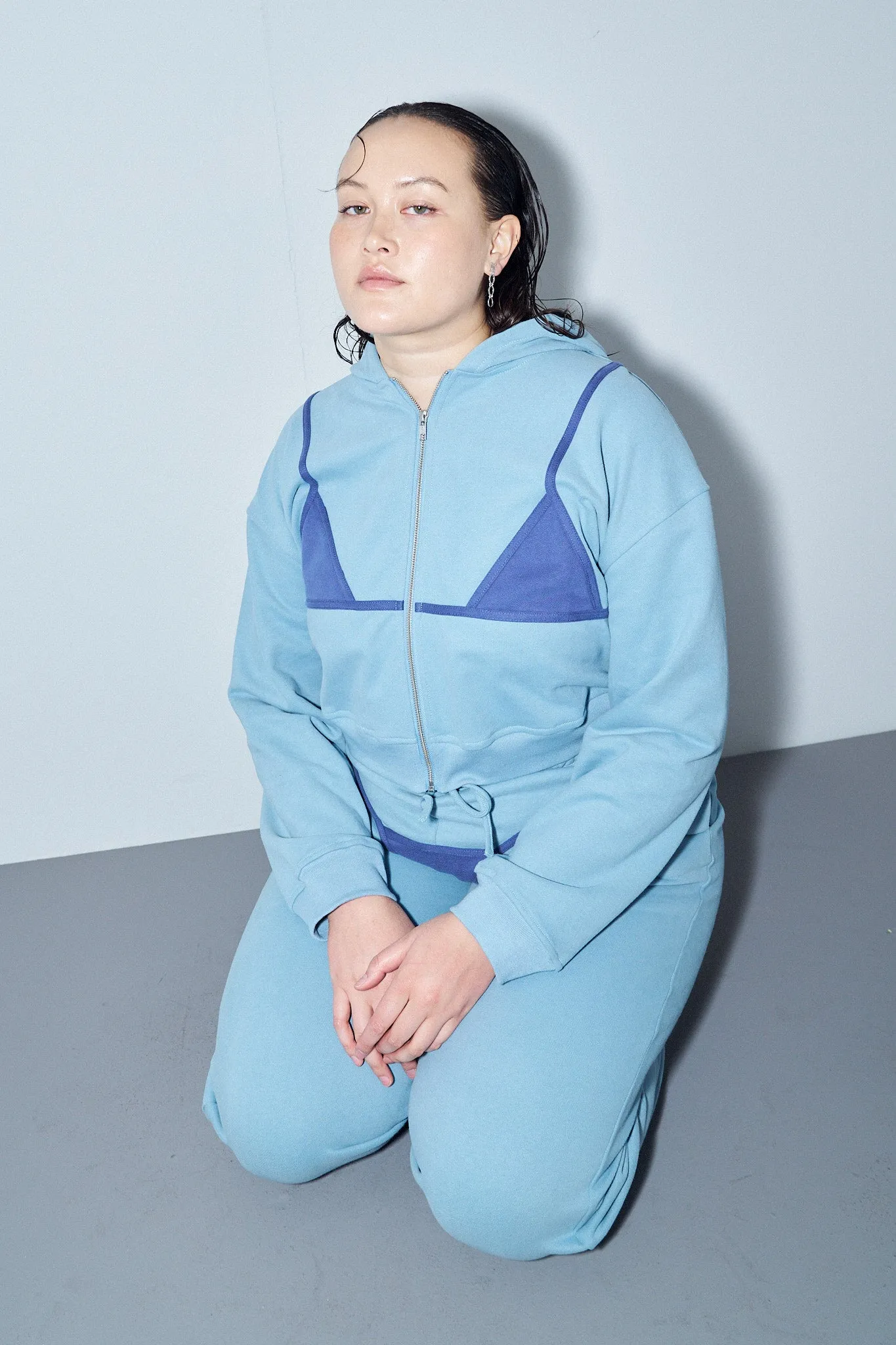 Bikini Bod Zip-up Sweatshirt Light Blue/Navy sold by Fashion Brand Company product image thumbnail 5