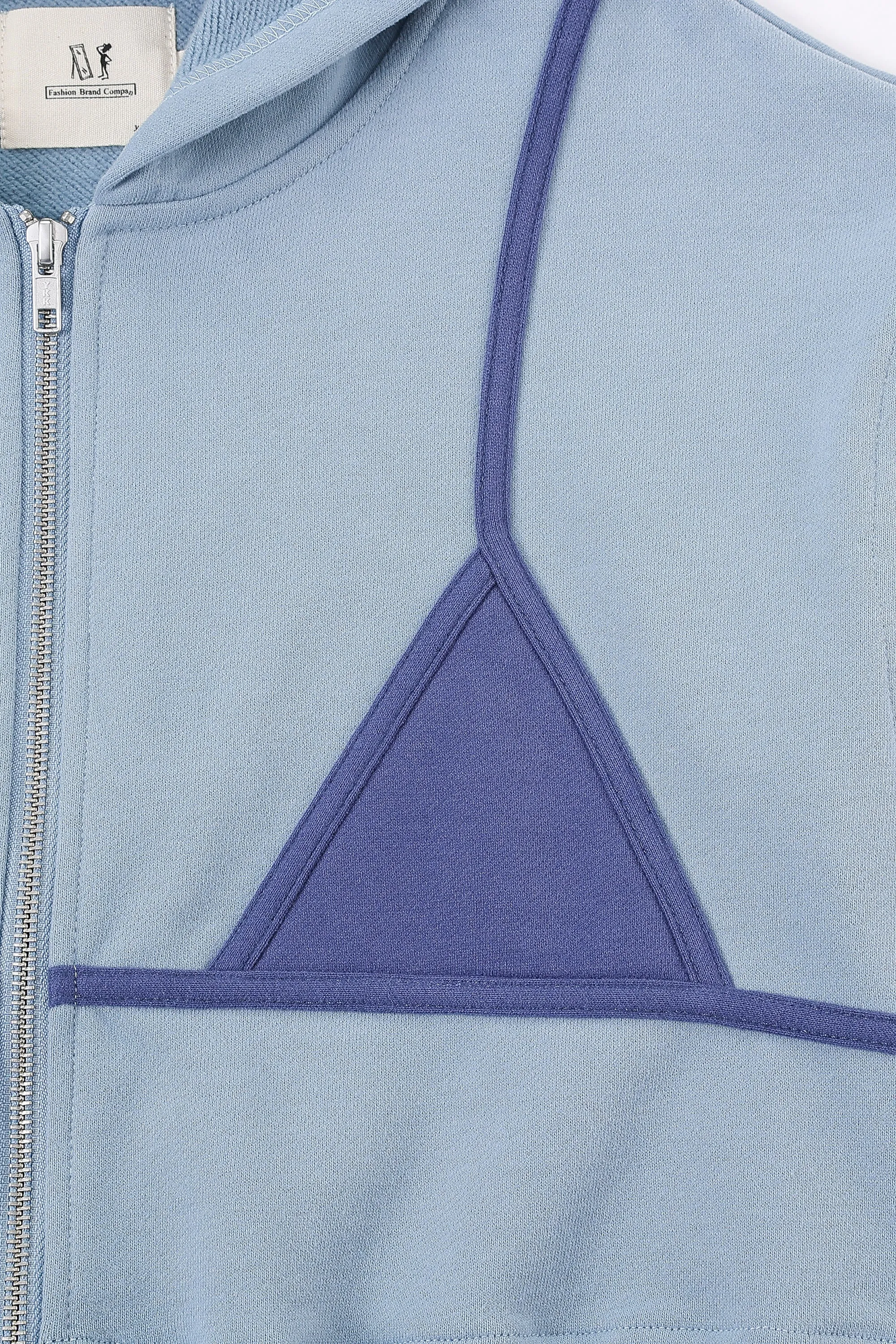 Bikini Bod Zip-up Sweatshirt Light Blue/Navy sold by Fashion Brand Company product image thumbnail 4
