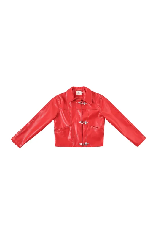 2 left - Amelia Plant Leather Jacket Red sold by Fashion Brand Company