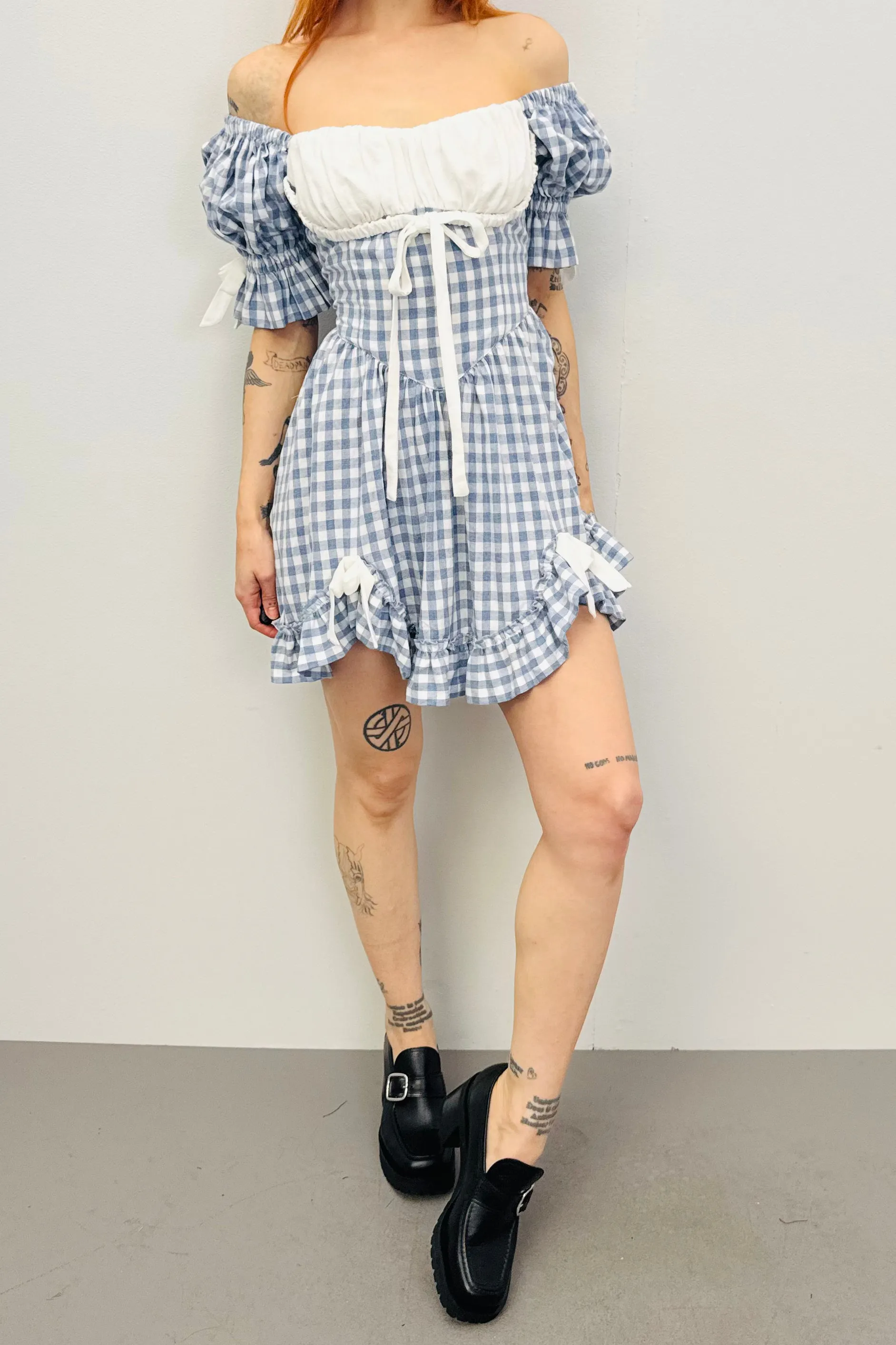 SAMPLE #281 - S Blue Gingham Mini Dress sold by Fashion Brand Company