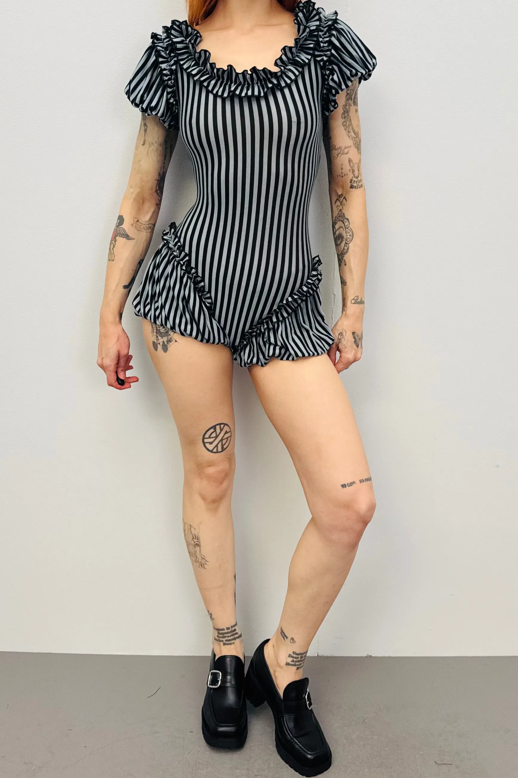 SAMPLE #284 - S Tencel Striped Jester Romper sold by Fashion Brand Company product image thumbnail 2