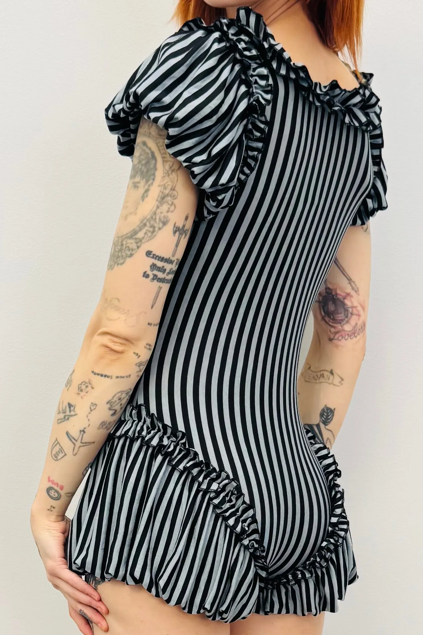 SAMPLE #284 - S Tencel Striped Jester Romper sold by Fashion Brand Company product image thumbnail 3