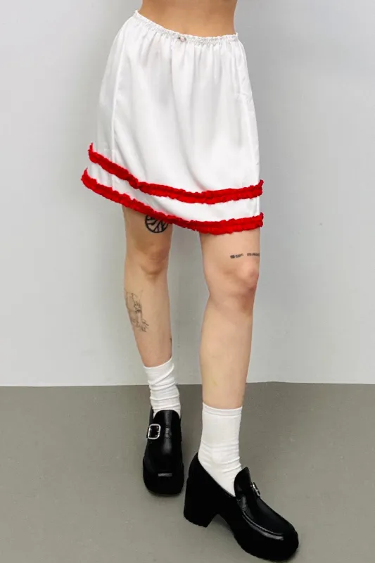 SAMPLE #244 - S Red Ruffle Cake Skirt made by Fashion Brand Company