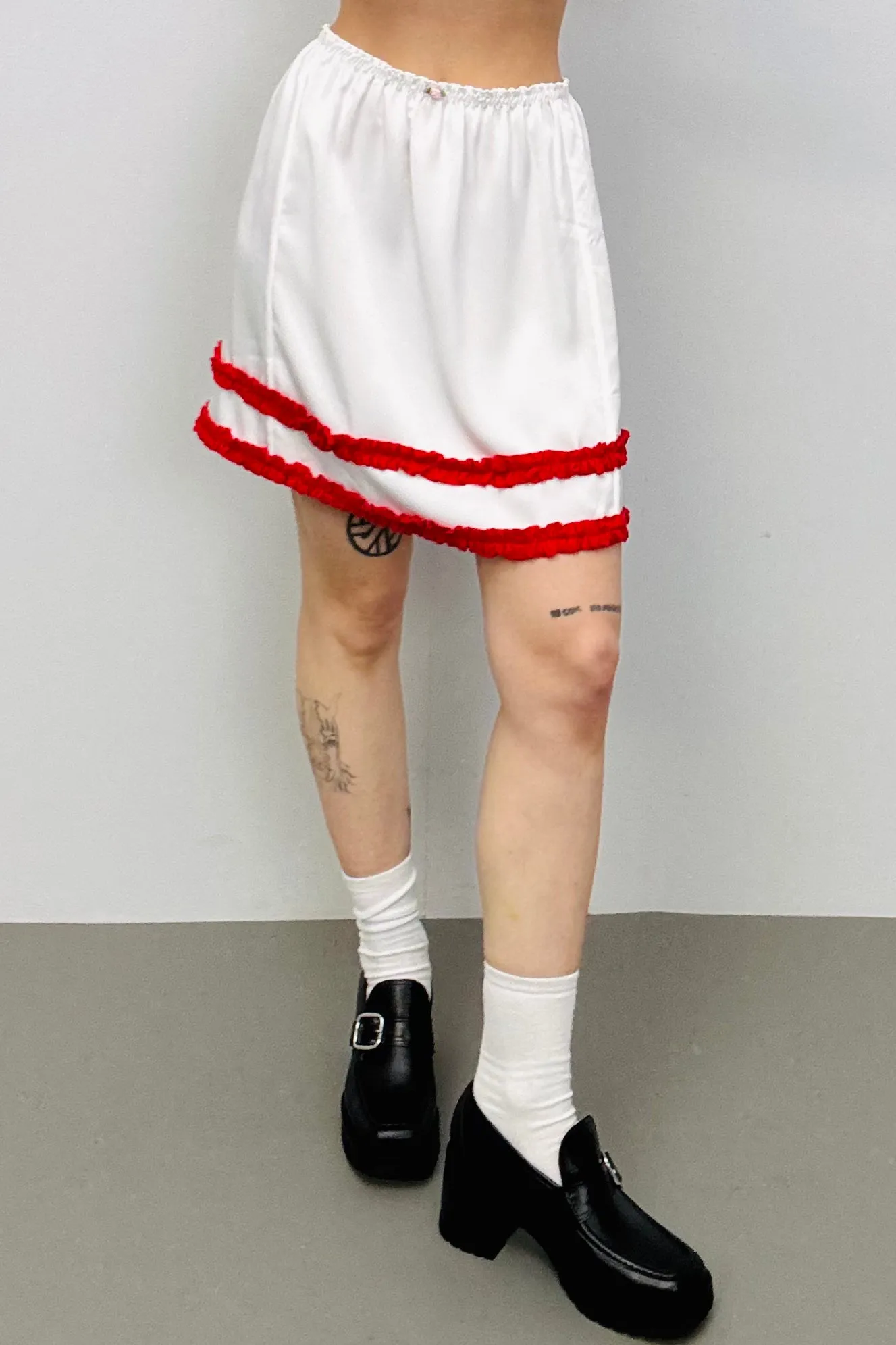 SAMPLE #244 - S Red Ruffle Cake Skirt sold by Fashion Brand Company