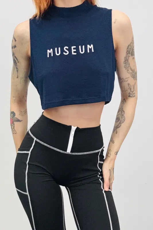 SAMPLE #242- S Navy Museum Crop Top made by Fashion Brand Company