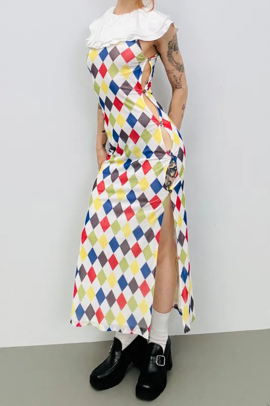 SAMPLE #240 - S Multi Color Mesh Clown Maxi sold by Fashion Brand Company