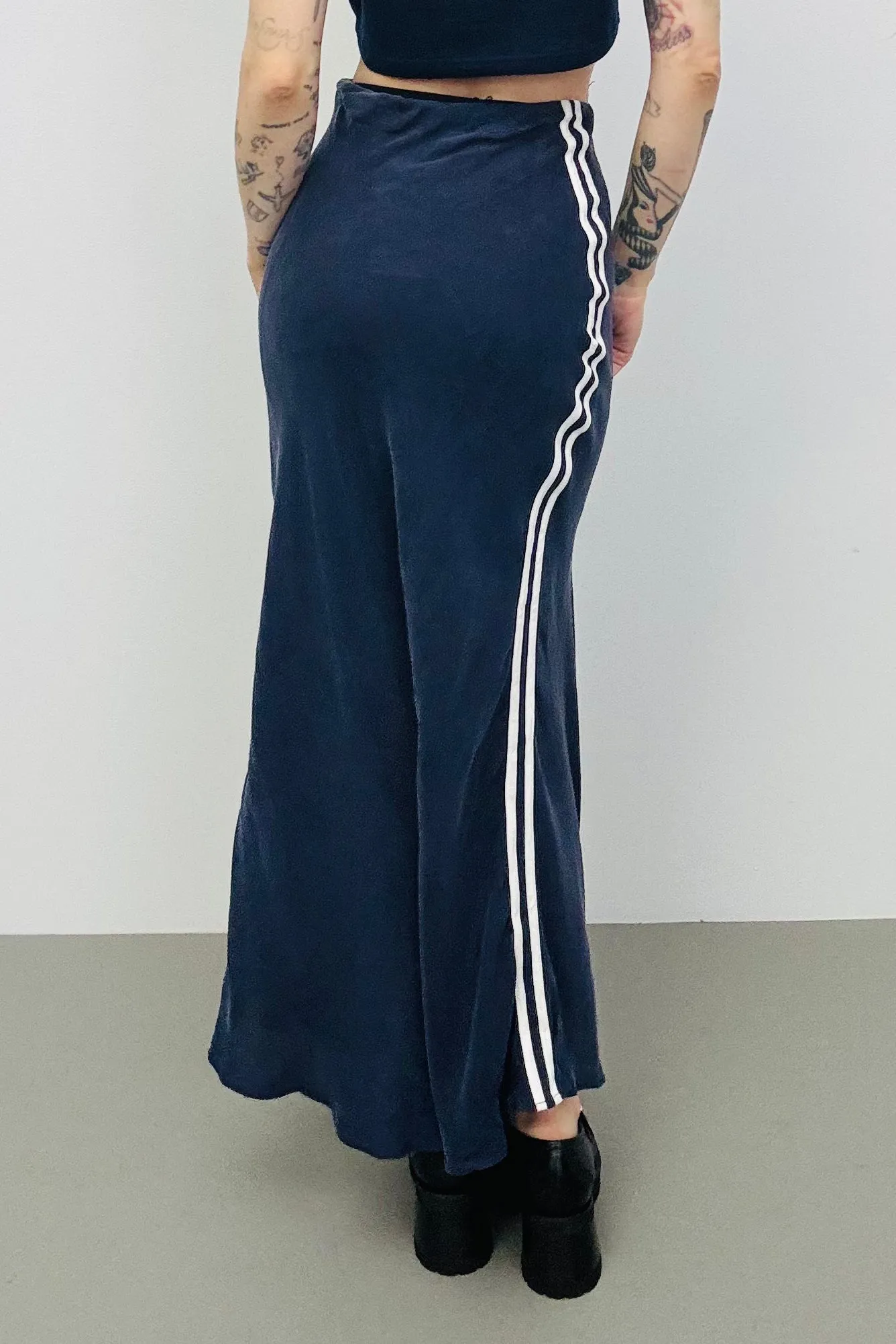 SAMPLE #239 - S Navy Sporty Cupro Maxi Skirt sold by Fashion Brand Company product image thumbnail 3
