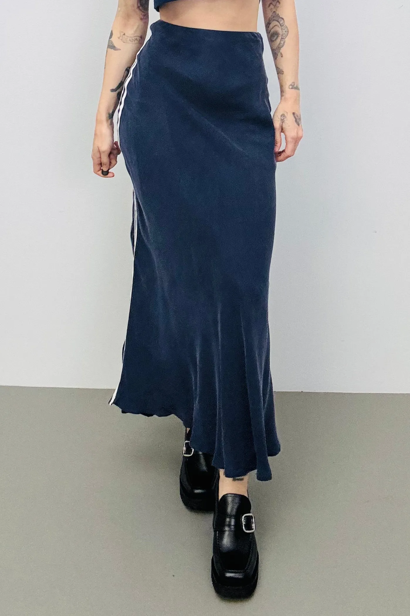 SAMPLE #239 - S Navy Sporty Cupro Maxi Skirt sold by Fashion Brand Company product image thumbnail 2