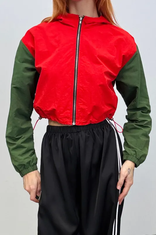 SAMPLE #232 - XS/s Red/Green Windbreaker Jacket sold by Fashion Brand Company