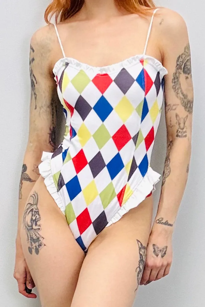 SAMPLE #223 - S Multi Color Clown Bathing Suit sold by Fashion Brand Company