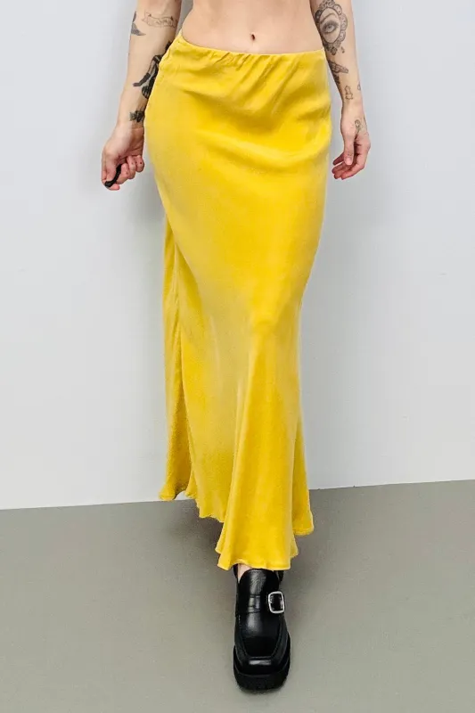 SAMPLE #222 - S Yellow Cupro Maxi Skirt sold by Fashion Brand Company