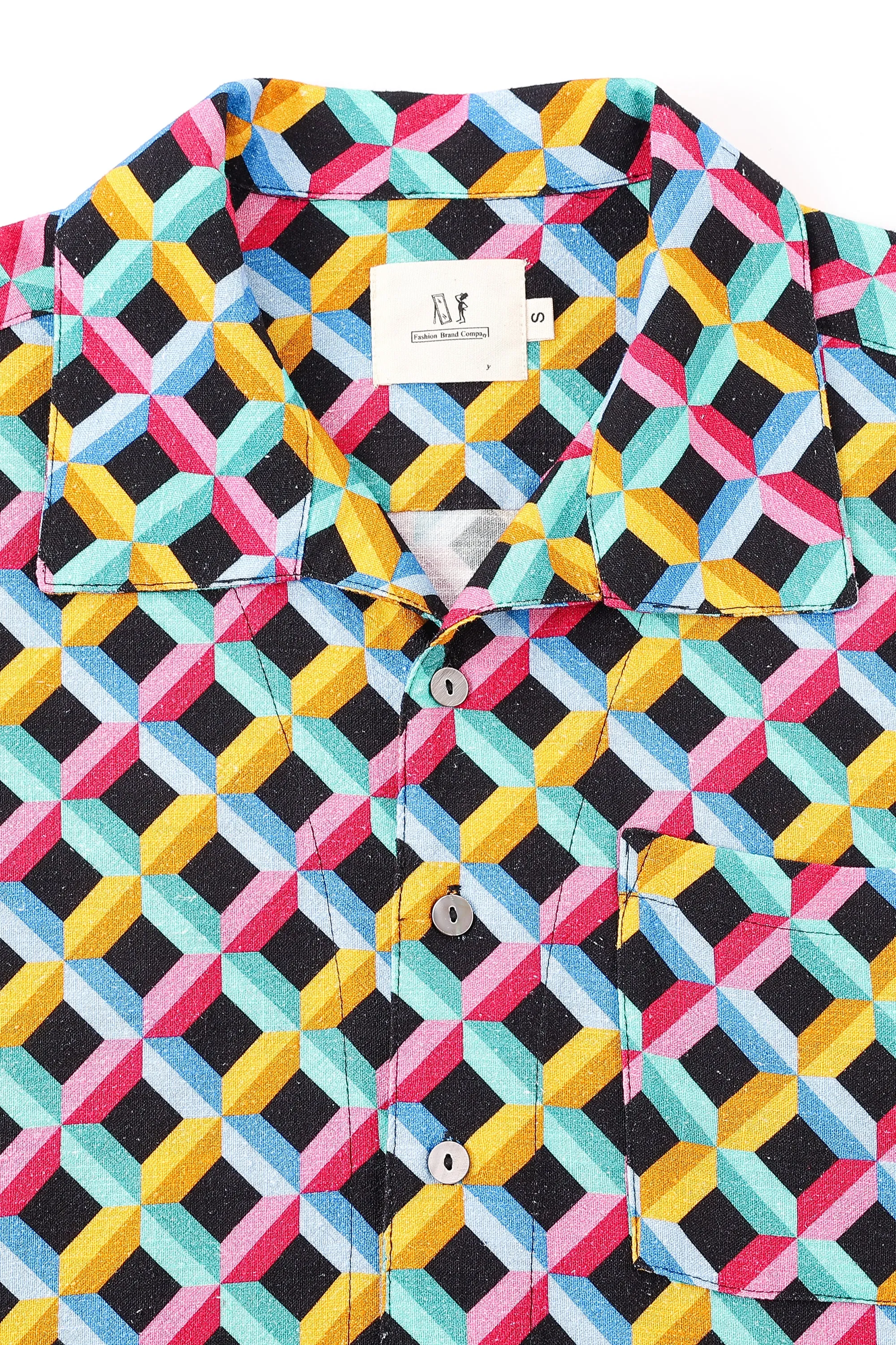 1 left - Unisex Linen Button Up Screensaver sold by Fashion Brand Company product image thumbnail 4