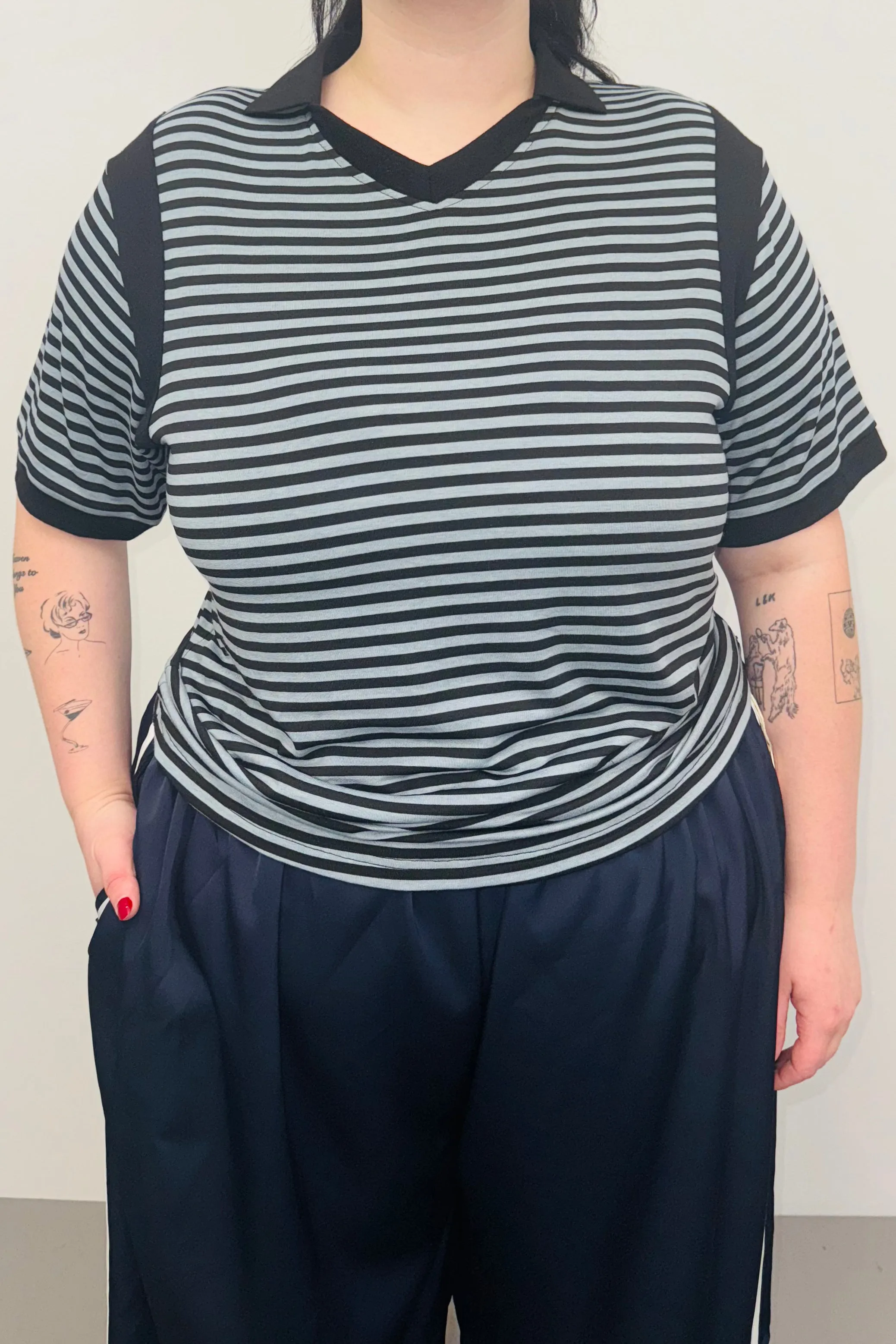 SAMPLE #350 - Unisex L Tencel Striped Polo sold by Fashion Brand Company