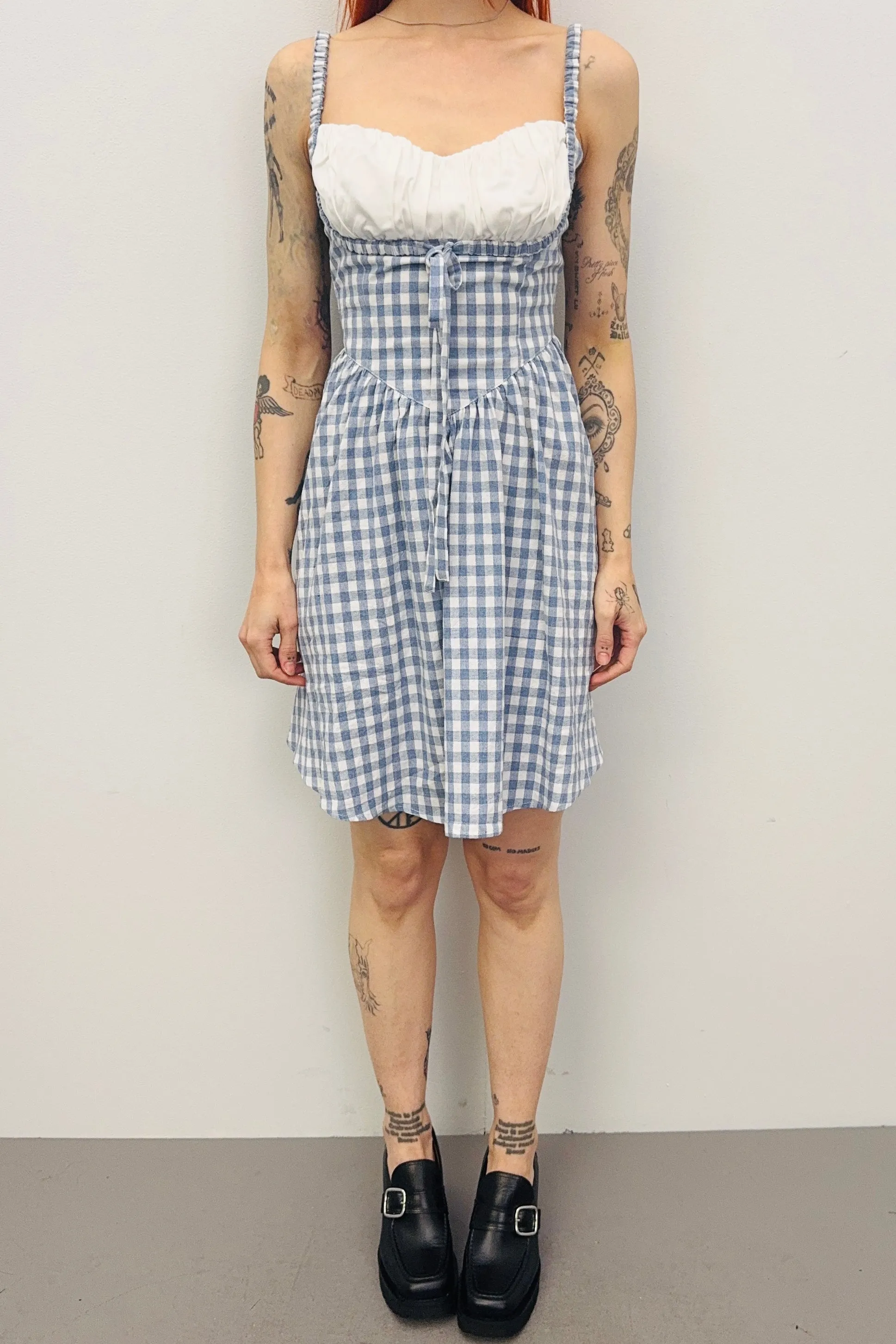 SAMPLE #352 - S Blue Gingham Mini Dress sold by Fashion Brand Company product image thumbnail 2