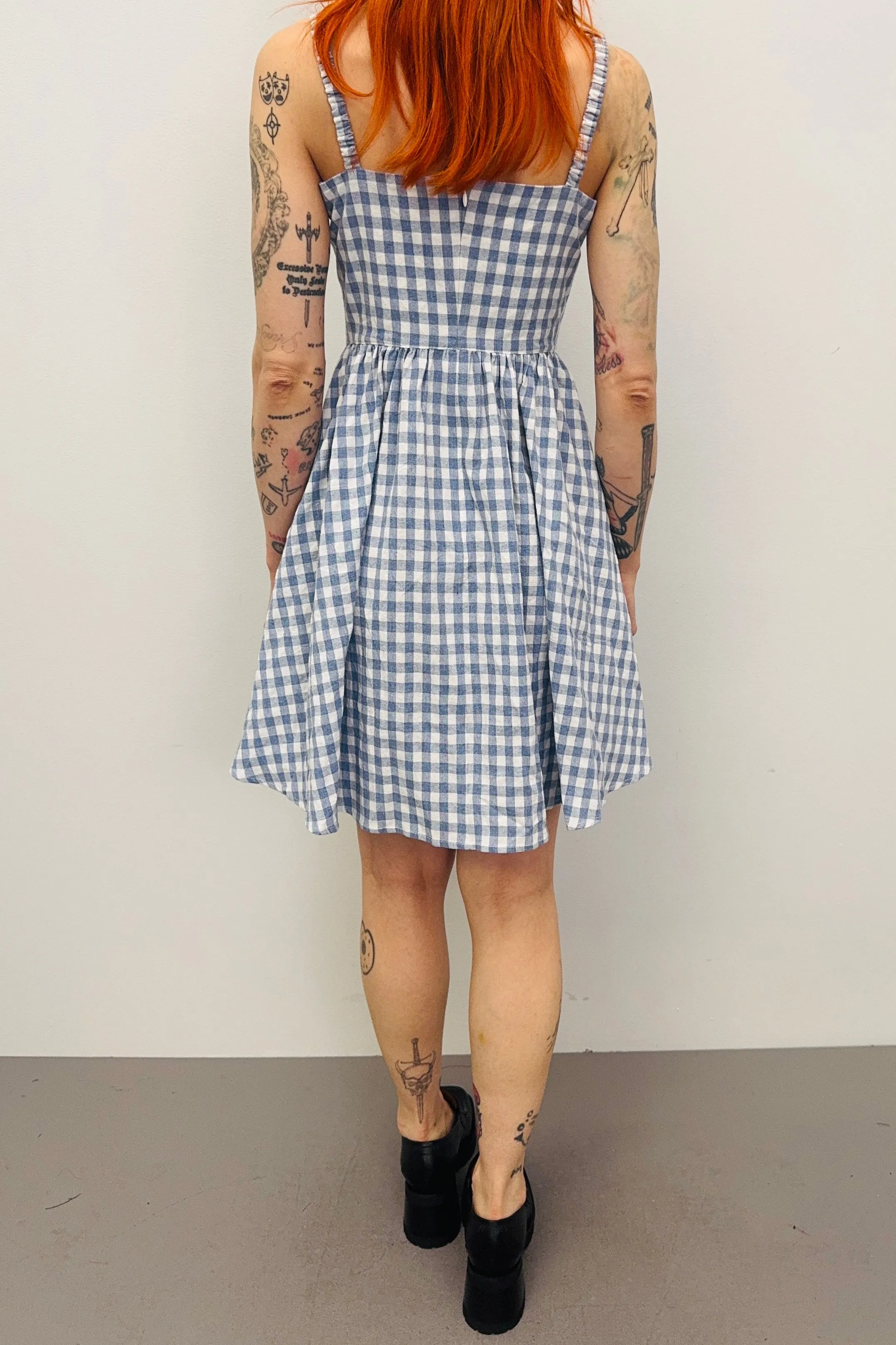 SAMPLE #352 - S Blue Gingham Mini Dress sold by Fashion Brand Company product image thumbnail 3