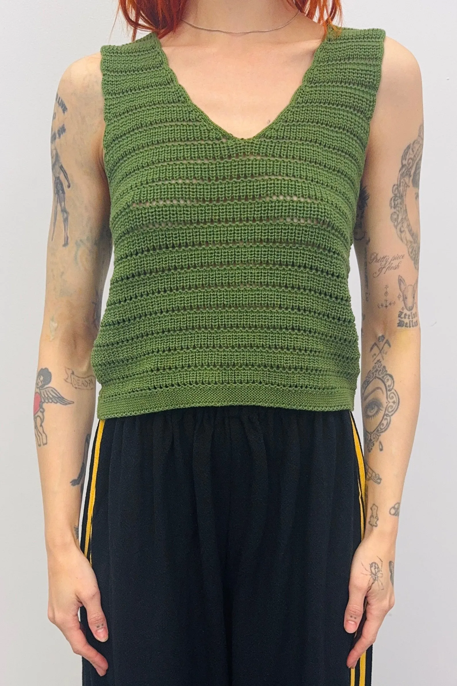 SAMPLE #357 - S Green Knit Sweater Vest sold by Fashion Brand Company